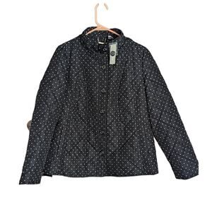 NWT Chico's QUILTED COLLAR Jacket - Medium Women's-Black & White Polkadot